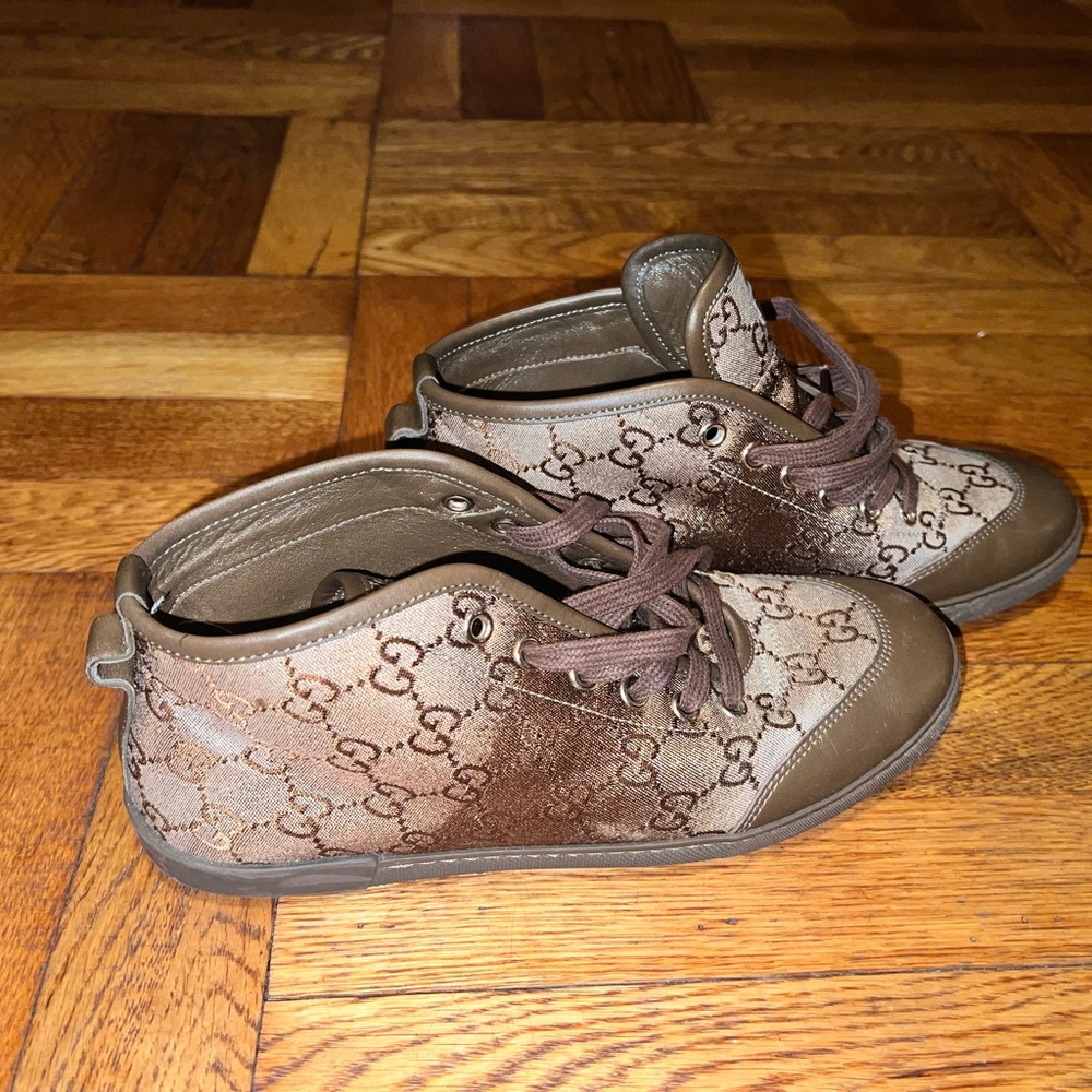 Gucci sneakers olive green with gold - Picture 4 of 10